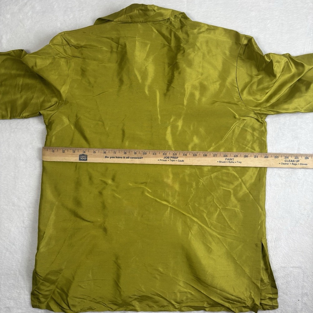 VTG S.L.B. Green Long Sleeve Button Up Collared Blouse Women's Medium Stains - Picture 6 of 8